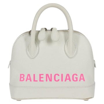 BALENCIAGA Ville Top Handle Hand Bag Leather 2way White 550646 Auth 126183M - 0