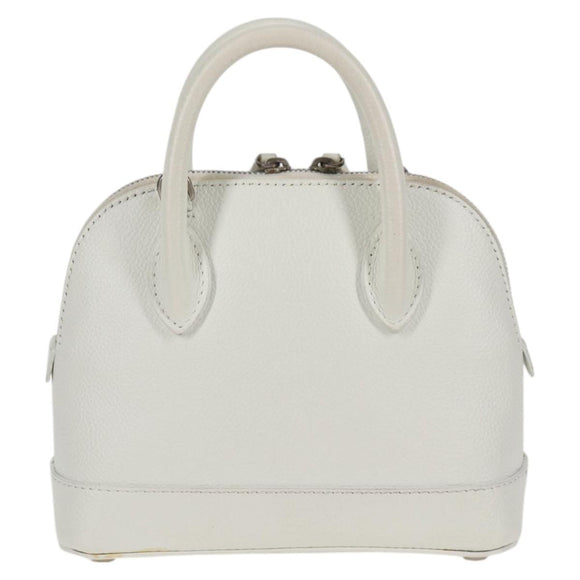 BALENCIAGA Ville Top Handle Hand Bag Leather 2way White 550646 Auth 126183M