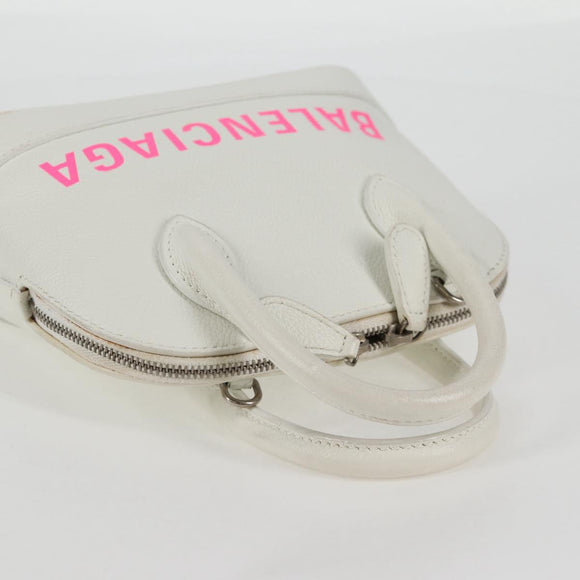 BALENCIAGA Ville Top Handle Hand Bag Leather 2way White 550646 Auth 126183M