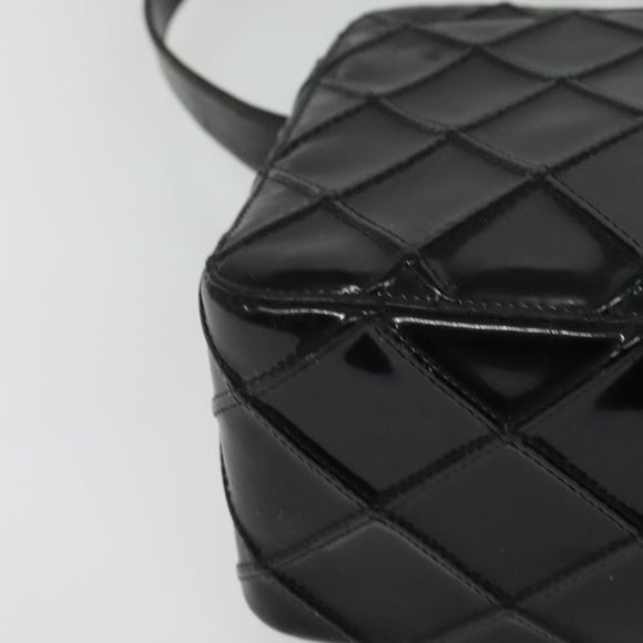CHANEL Bicolore Shoulder Bag Enamel Black CC Auth 126184