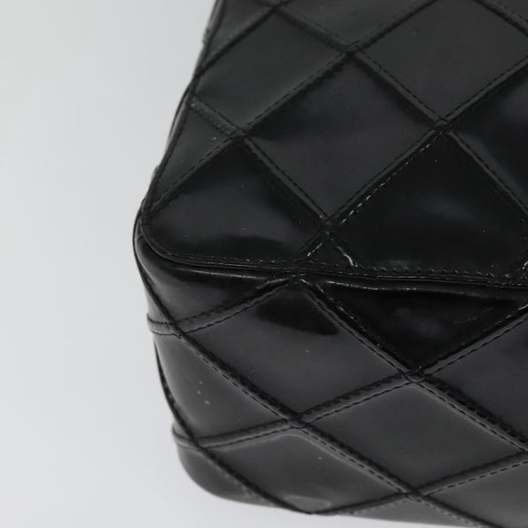 CHANEL Bicolore Shoulder Bag Enamel Black CC Auth 126184