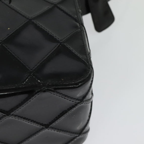 CHANEL Bicolore Shoulder Bag Enamel Black CC Auth 126184