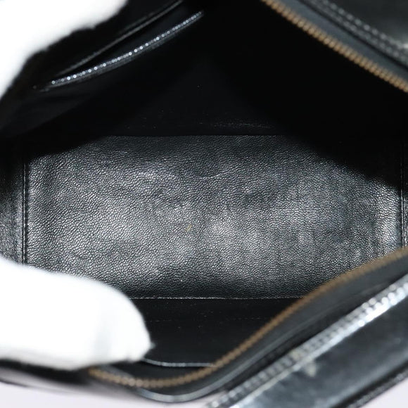 CHANEL Bicolore Shoulder Bag Enamel Black CC Auth 126184