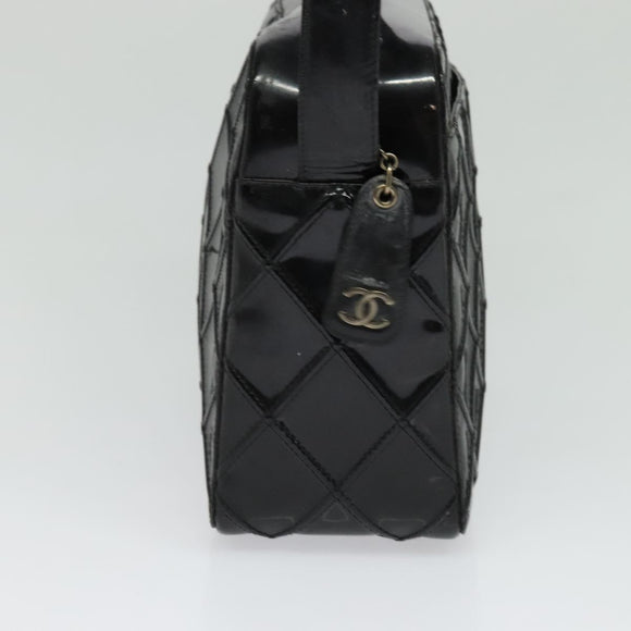 CHANEL Bicolore Shoulder Bag Enamel Black CC Auth 126184