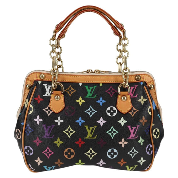 LOUIS VUITTON Monogram Multicolor Gracie MM Hand Bag Black M92591 Auth 126225SV