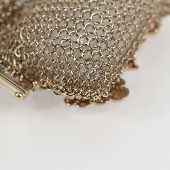 CHANEL Camellia COCO Mark Chain Pouch metal Gold AP2890 CC Auth 126238SM