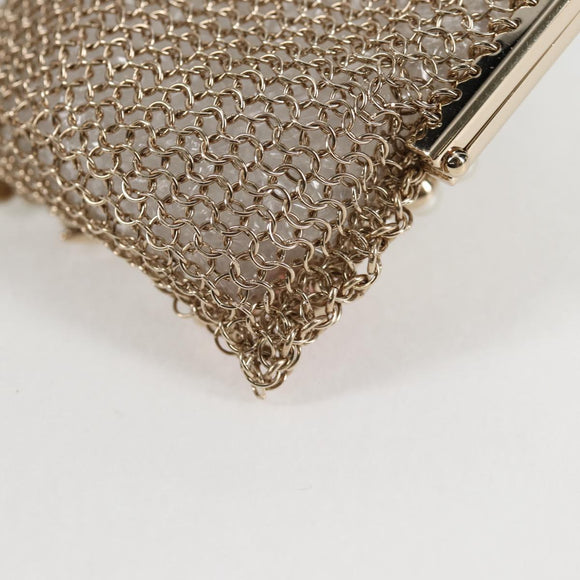 CHANEL Camellia COCO Mark Chain Pouch metal Gold AP2890 CC Auth 126238SM