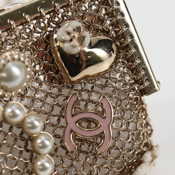 CHANEL Camellia COCO Mark Chain Pouch metal Gold AP2890 CC Auth 126238SM