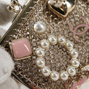 CHANEL Camellia COCO Mark Chain Pouch metal Gold AP2890 CC Auth 126238SM-16