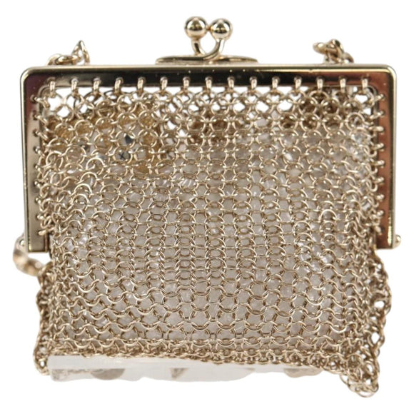 CHANEL Camellia COCO Mark Chain Pouch metal Gold AP2890 CC Auth 126238SM