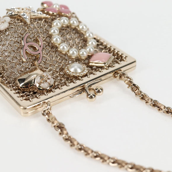 CHANEL Camellia COCO Mark Chain Pouch metal Gold AP2890 CC Auth 126238SM