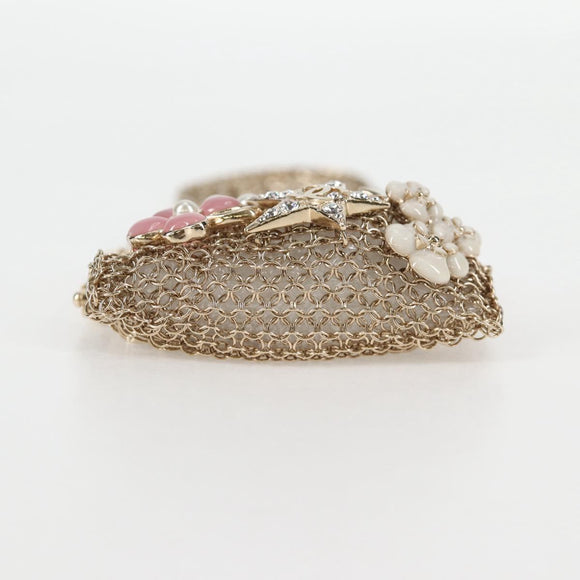 CHANEL Camellia COCO Mark Chain Pouch metal Gold AP2890 CC Auth 126238SM