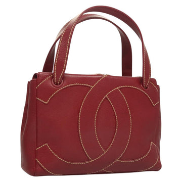 CHANEL Wild Stitch Hand Bag Caviar Skin Bordeaux Gold CC Auth 126239V