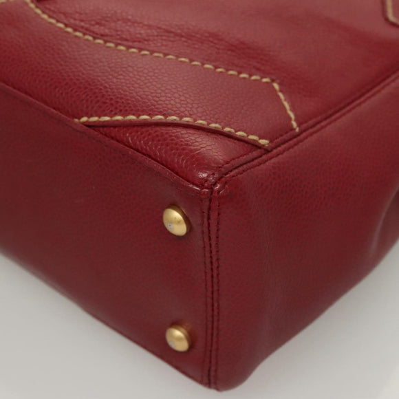 CHANEL Wild Stitch Hand Bag Caviar Skin Bordeaux Gold CC Auth 126239V