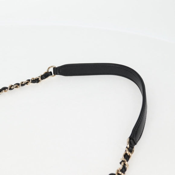 CHANEL Chain Pearl Shoulder Bag Tweed Navy Gold black CC Auth 126241SM