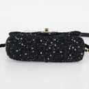 CHANEL Chain Pearl Shoulder Bag Tweed Navy Gold black CC Auth 126241SM-5