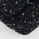 CHANEL Chain Pearl Shoulder Bag Tweed Navy Gold black CC Auth 126241SM-16