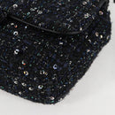 CHANEL Chain Pearl Shoulder Bag Tweed Navy Gold black CC Auth 126241SM-17