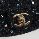 CHANEL Chain Pearl Shoulder Bag Tweed Navy Gold black CC Auth 126241SM-20