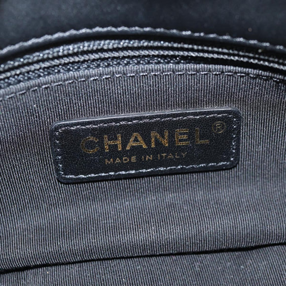 CHANEL Chain Pearl Shoulder Bag Tweed Navy Gold black CC Auth 126241SM