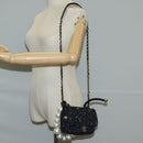 CHANEL Chain Pearl Shoulder Bag Tweed Navy Gold black CC Auth 126241SM-29
