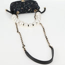 CHANEL Chain Pearl Shoulder Bag Tweed Navy Gold black CC Auth 126241SM-8