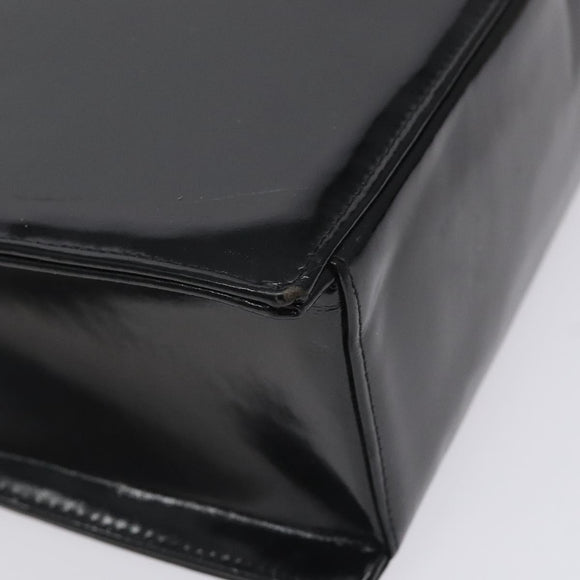 CHANEL COCO Mark Chain Hand Bag Patent leather Black Silver CC Auth 126242