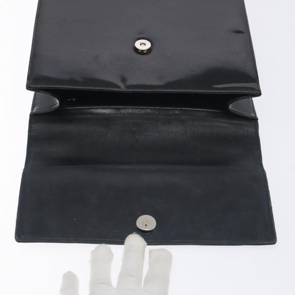 CHANEL COCO Mark Chain Hand Bag Patent leather Black Silver CC Auth 126242