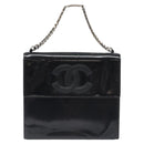 CHANEL COCO Mark Chain Hand Bag Patent leather Black Silver CC Auth 126242-2
