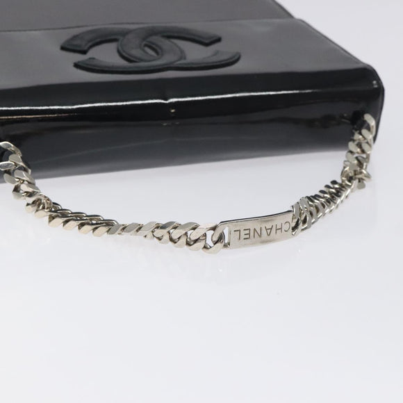CHANEL COCO Mark Chain Hand Bag Patent leather Black Silver CC Auth 126242