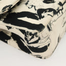 CHANEL Matelasse 25 Double Flap Chain Bag Canvas White Silver CC Auth 126243SV-8