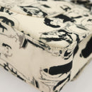 CHANEL Matelasse 25 Double Flap Chain Bag Canvas White Silver CC Auth 126243SV-17