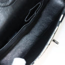 CHANEL Matelasse 25 Double Flap Chain Bag Canvas White Silver CC Auth 126243SV-10