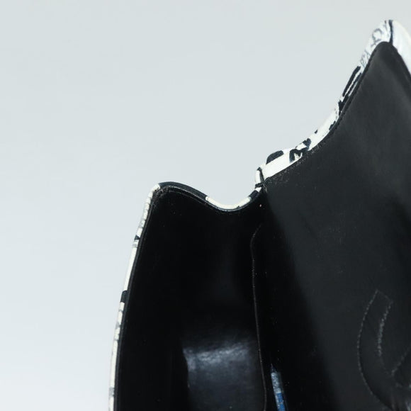 CHANEL Matelasse 25 Double Flap Chain Bag Canvas White Silver CC Auth 126243SV