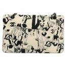 CHANEL Matelasse 25 Double Flap Chain Bag Canvas White Silver CC Auth 126243SV-2