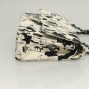 CHANEL Matelasse 25 Double Flap Chain Bag Canvas White Silver CC Auth 126243SV-3