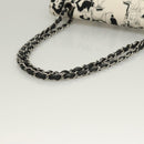 CHANEL Matelasse 25 Double Flap Chain Bag Canvas White Silver CC Auth 126243SV-7