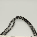CHANEL Matelasse 25 Double Flap Chain Bag Canvas White Silver CC Auth 126243SV-14