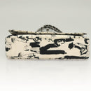 CHANEL Matelasse 25 Double Flap Chain Bag Canvas White Silver CC Auth 126243SV-5