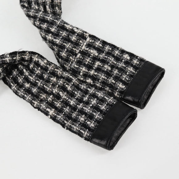 CHANEL Girl Chanel Jacket Shoulder Bag tweed Black White CC Auth 126244SAV