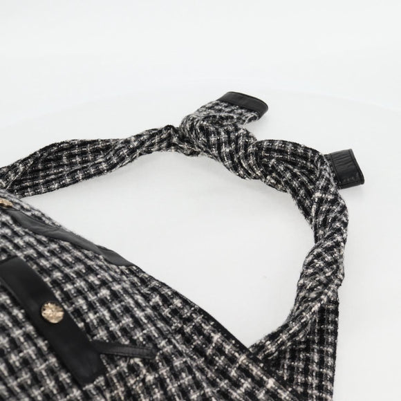 CHANEL Girl Chanel Jacket Shoulder Bag tweed Black White CC Auth 126244V