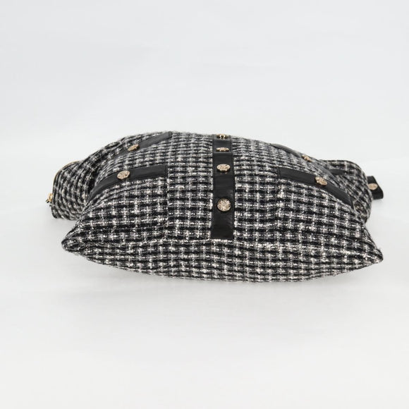 CHANEL Girl Chanel Jacket Shoulder Bag tweed Black White CC Auth 126244SAV