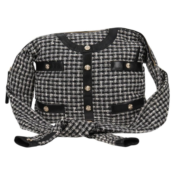CHANEL Girl Chanel Jacket Shoulder Bag tweed Black White CC Auth 126244V