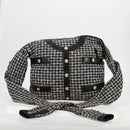 CHANEL Girl Chanel Jacket Shoulder Bag tweed Black White CC Auth 126244SAV-12