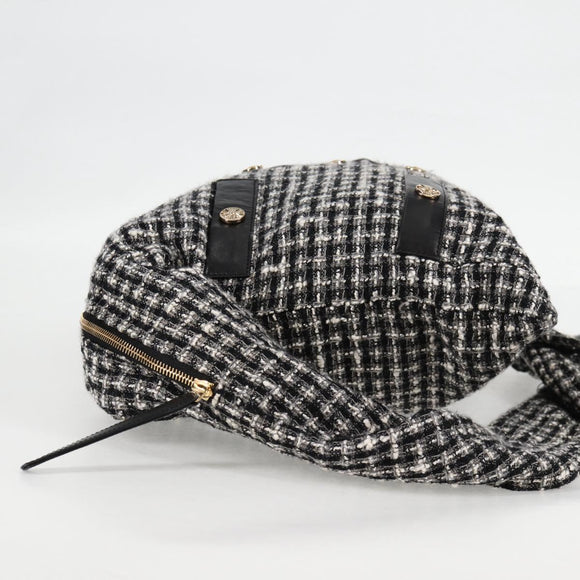 CHANEL Girl Chanel Jacket Shoulder Bag tweed Black White CC Auth 126244V