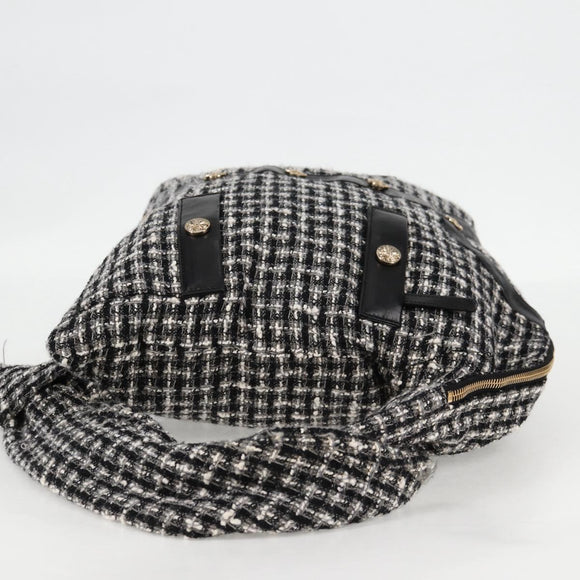 CHANEL Girl Chanel Jacket Shoulder Bag tweed Black White CC Auth 126244V