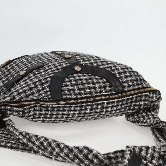CHANEL Girl Chanel Jacket Shoulder Bag tweed Black White CC Auth 126244SAV