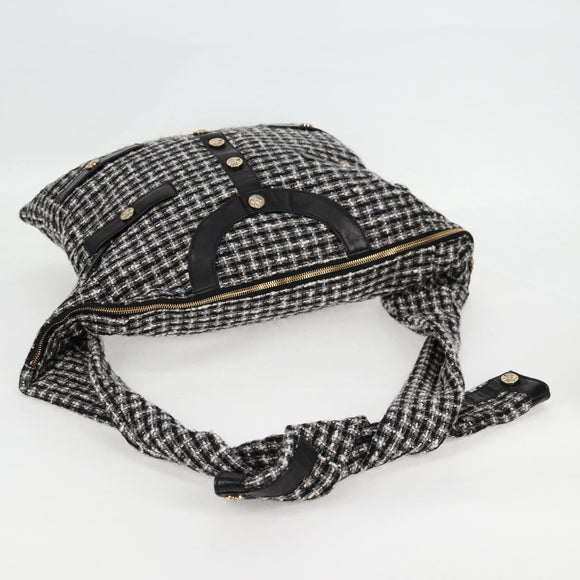 CHANEL Girl Chanel Jacket Shoulder Bag tweed Black White CC Auth 126244SAV
