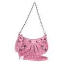 BALENCIAGA luka Goal Hand Bag Leather 2way Pink Silver 695814 Auth 126245M-1