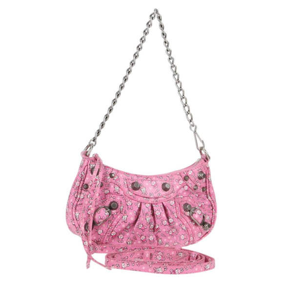 BALENCIAGA luka Goal Hand Bag Leather 2way Pink Silver 695814 Auth 126245M